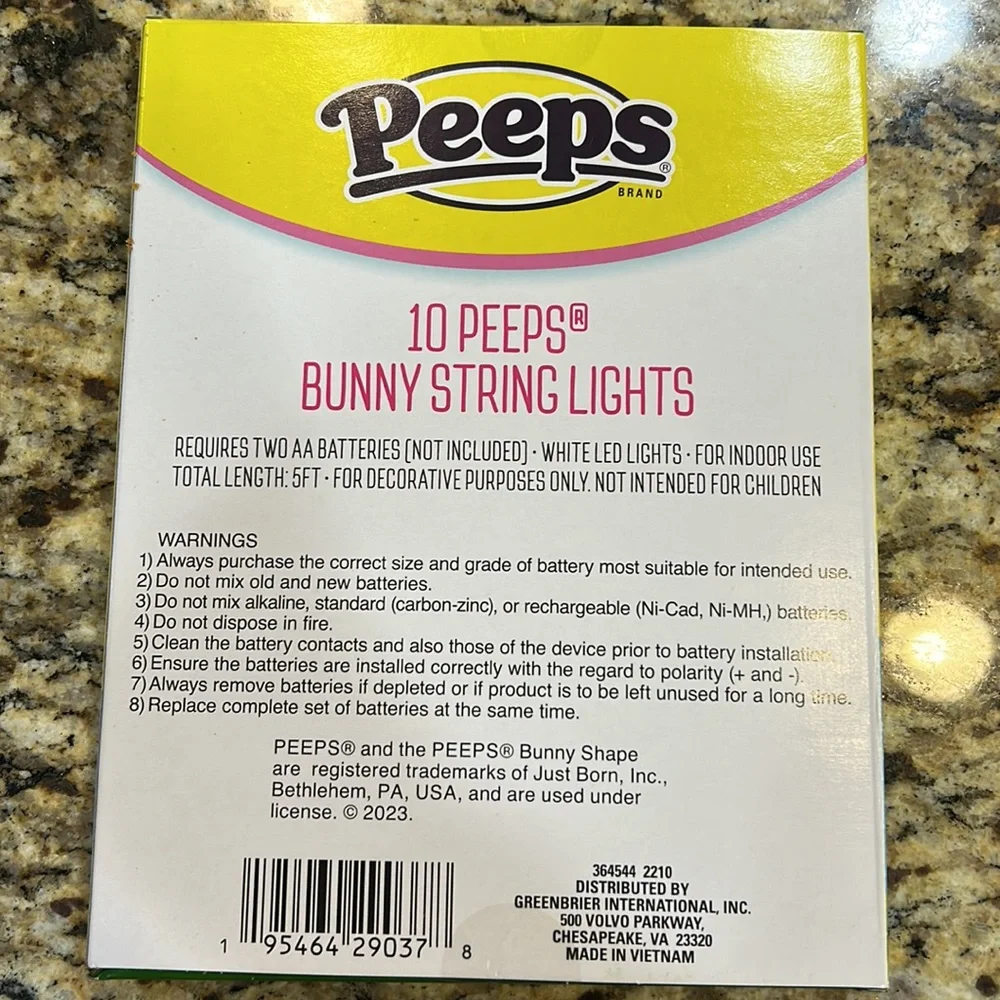NEW Peeps 10 Bunny String Lights